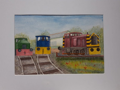 Terry, Trains at Elsecar Heritage Centre, watercolour.jpg